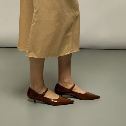 Paloma Mary Janes in Caramel Leather Flat shoes AUGUSTA 