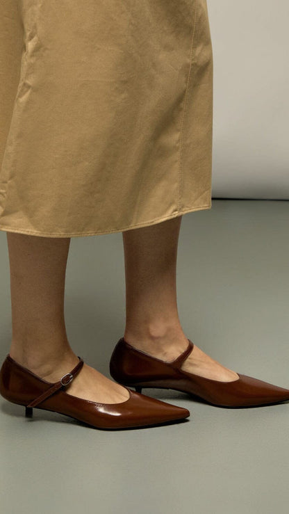 Paloma Mary Janes in Caramel Leather Flat shoes AUGUSTA 