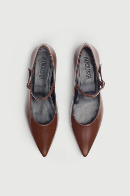 Paloma Mary Janes in Caramel Leather Flat shoes AUGUSTA 