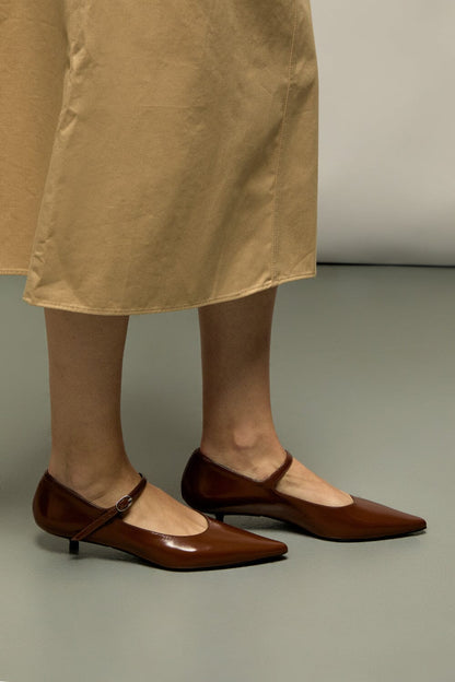 Paloma Mary Janes in Caramel Leather Flat shoes AUGUSTA 