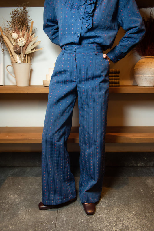 Pantalón Acuario Azul Detalle Flores Trousers IPA BRAND 