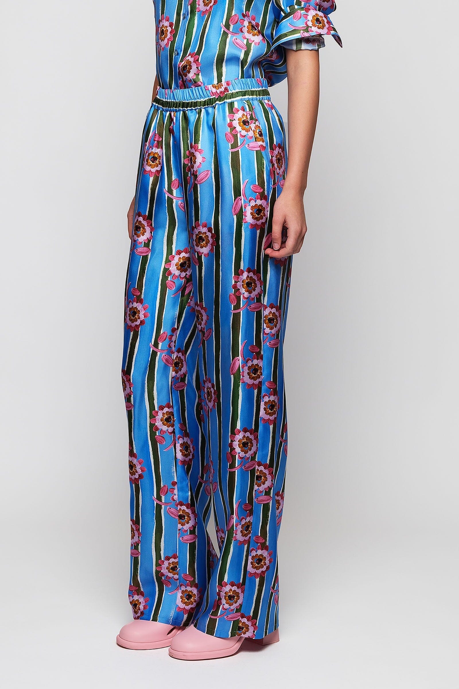 Pantalón azul estampado de seda MUJER / PANTALONES / PANTALONES LARGOS Mirto S / 36 