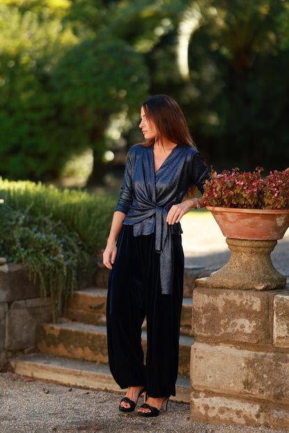 PANTALÓN BAGGY TERCIOPELO AZUL Trousers Elisa Cortés 