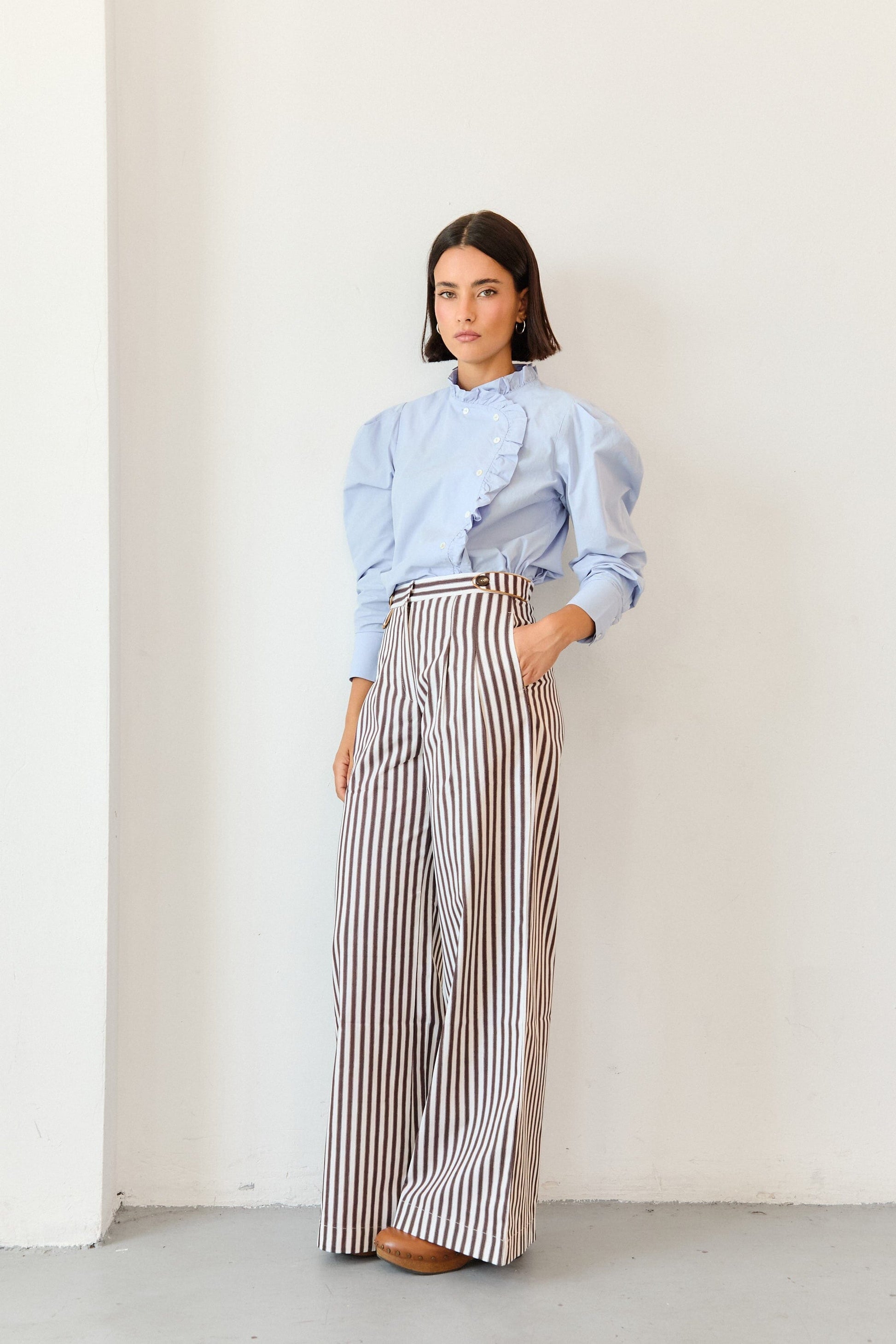 PANTALÓN BAYONA RAYAS MARRÓN Trousers Werit 