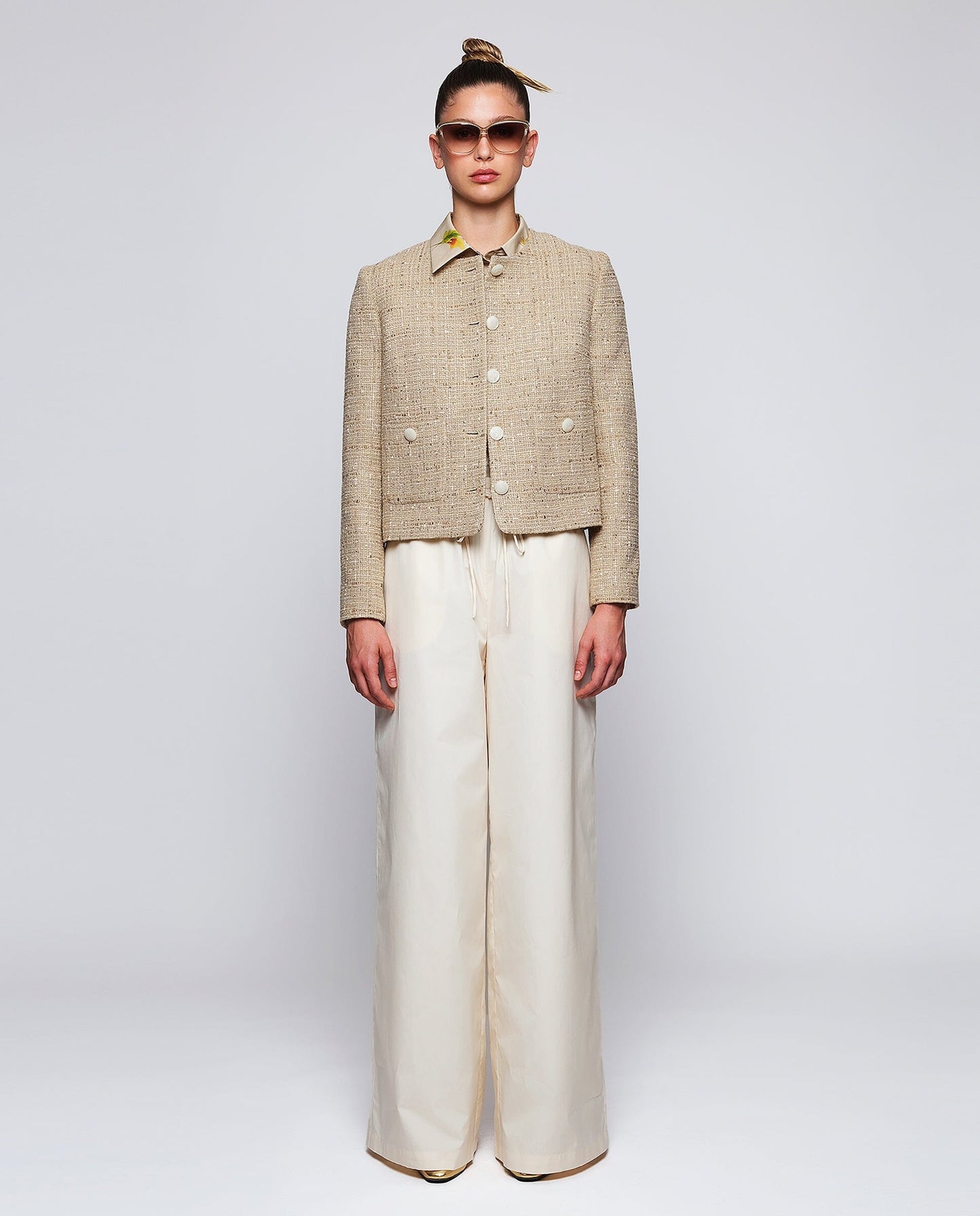 Pantalón beige de algodón cintura elástica Trousers Mirto 