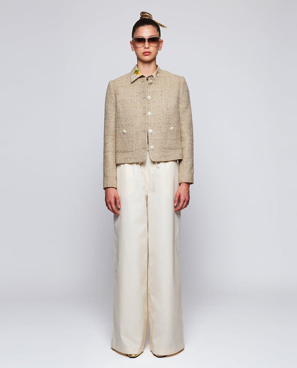 Pantalón beige de algodón cintura elástica Trousers Mirto 