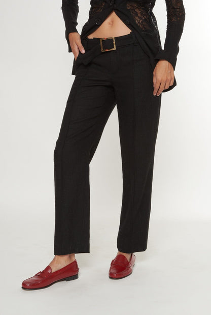 Pantalón de lino negro Trousers Malne 