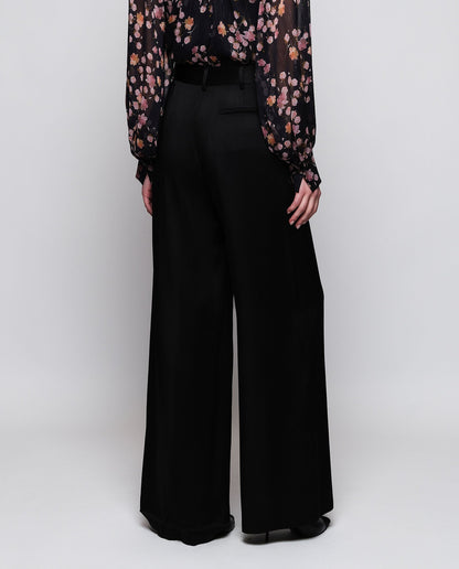 Pantalón de traje negro en satén Trousers Mirto 