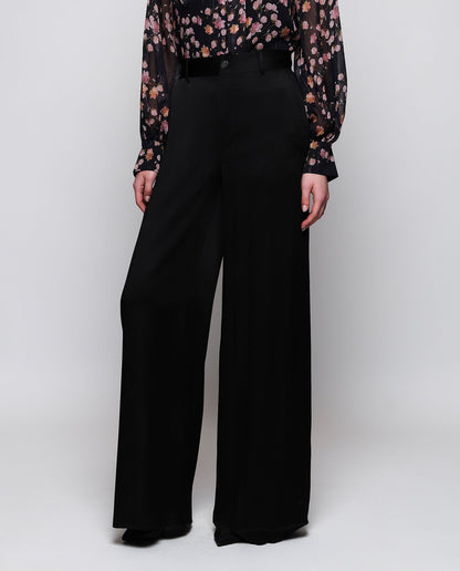 Pantalón de traje negro en satén Trousers Mirto S / 36 
