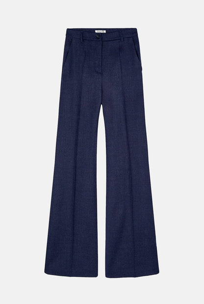 Pantalón flare lana azul Trousers Bleis Madrid 