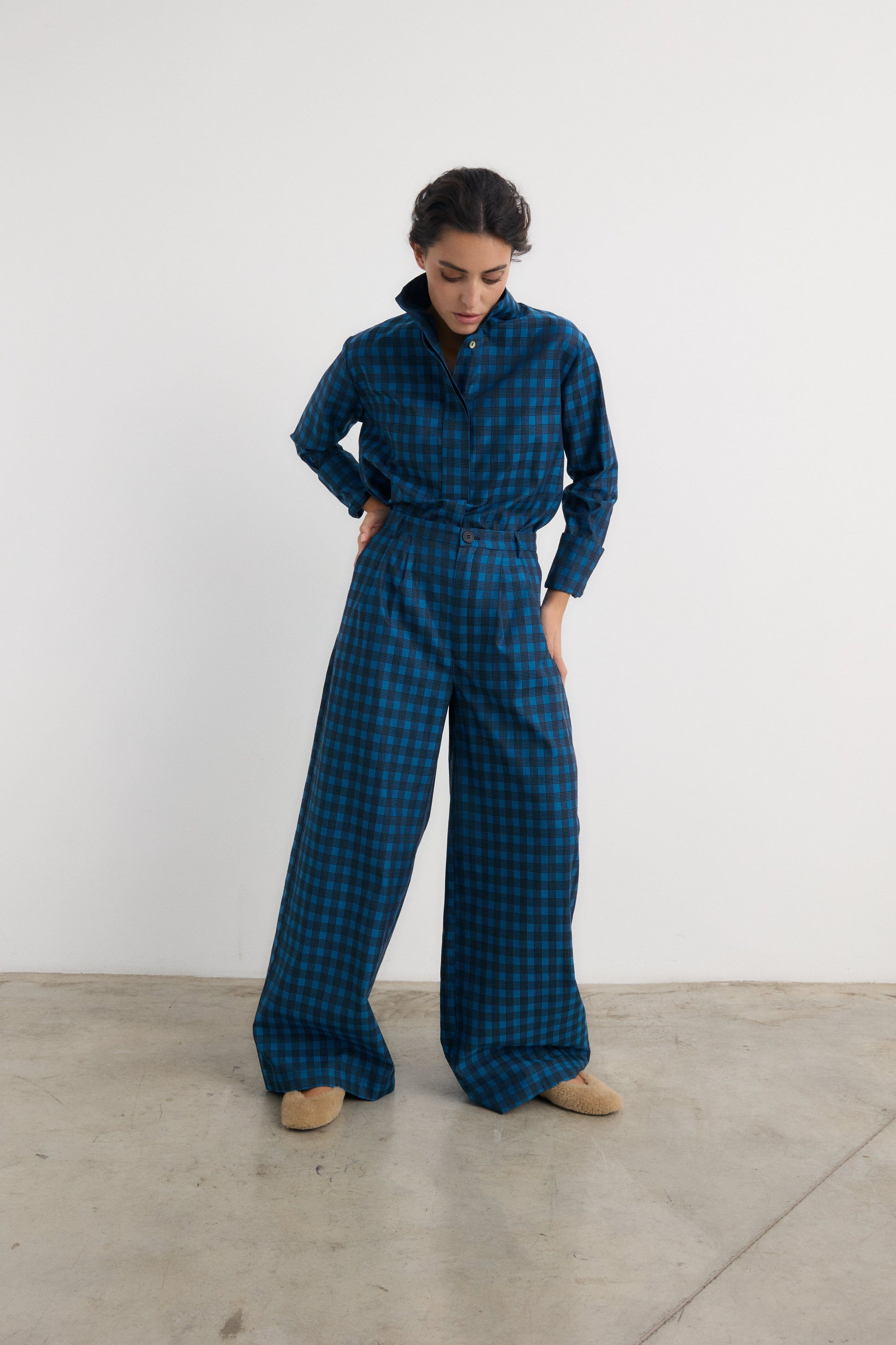 Pantalón Frank cuadro azulón Trousers Galcon Studio 