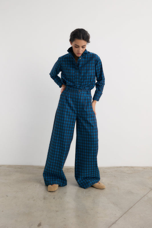 Pantalón Frank cuadro azulón Trousers Galcon Studio 