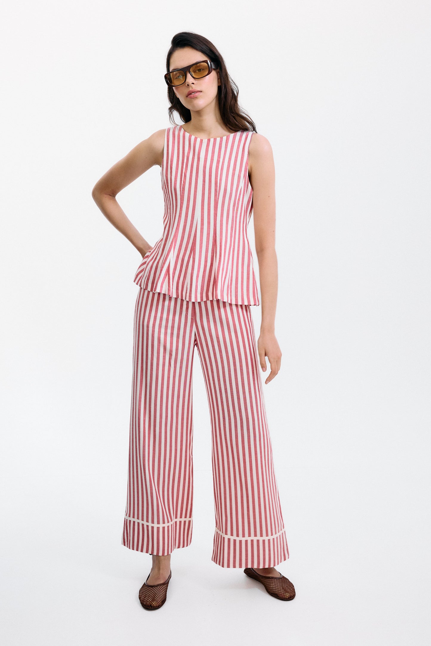 Pantalón Gelosia Rayas Blanco y Rojo Trousers IPA BRAND 