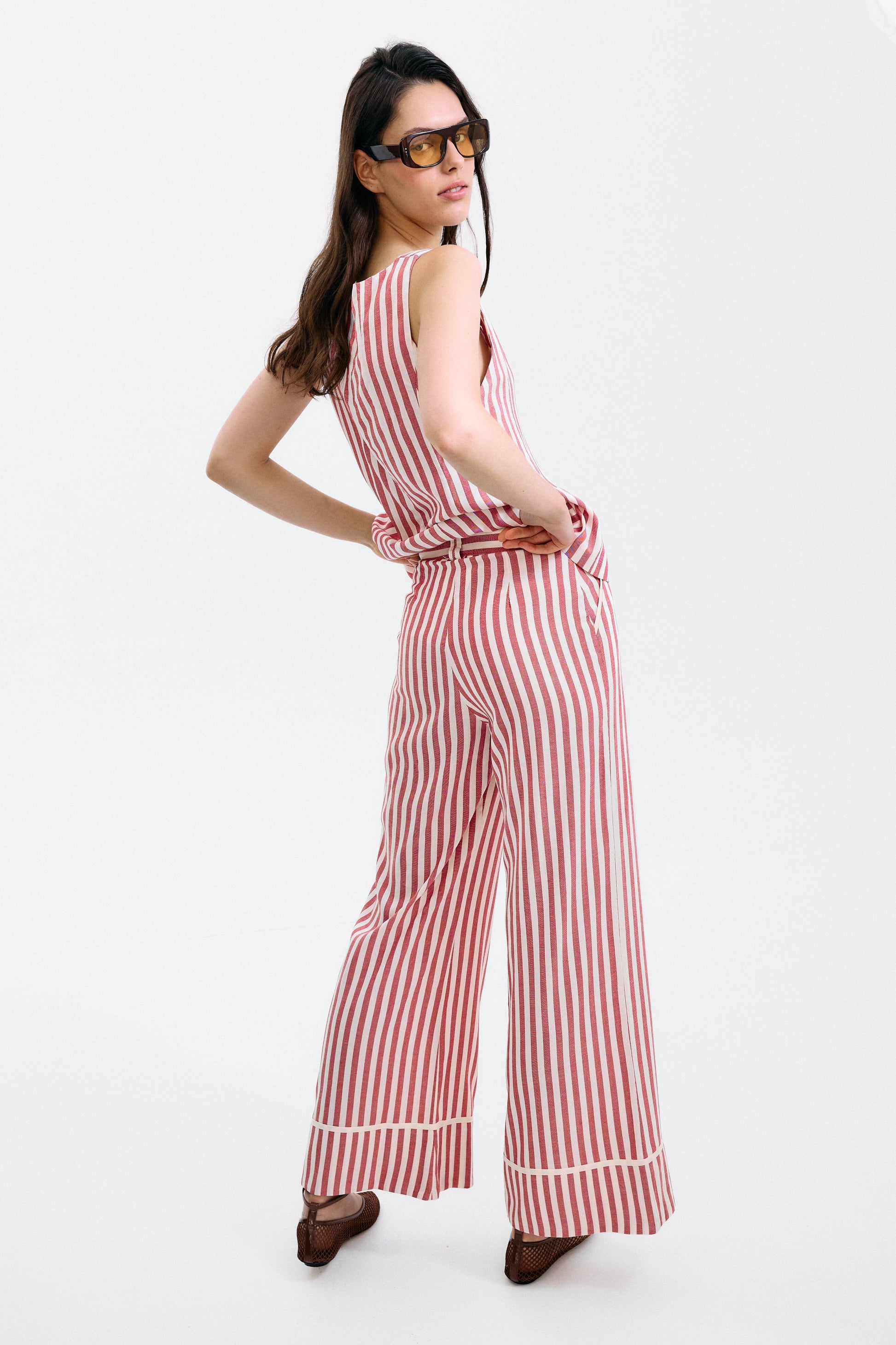 Pantalón Gelosia Rayas Blanco y Rojo Trousers IPA BRAND 