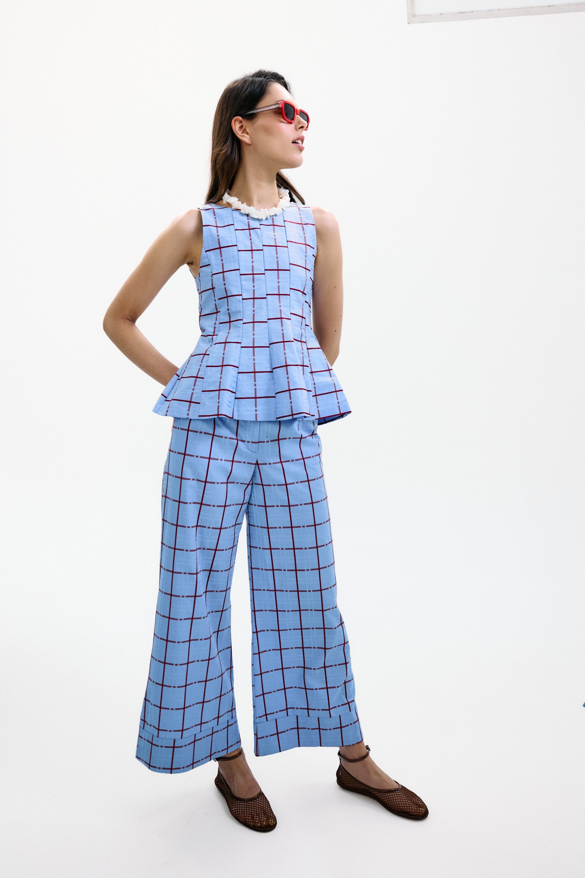 Pantalón Lido Azul Cuadros Burdeos Trousers IPA BRAND 