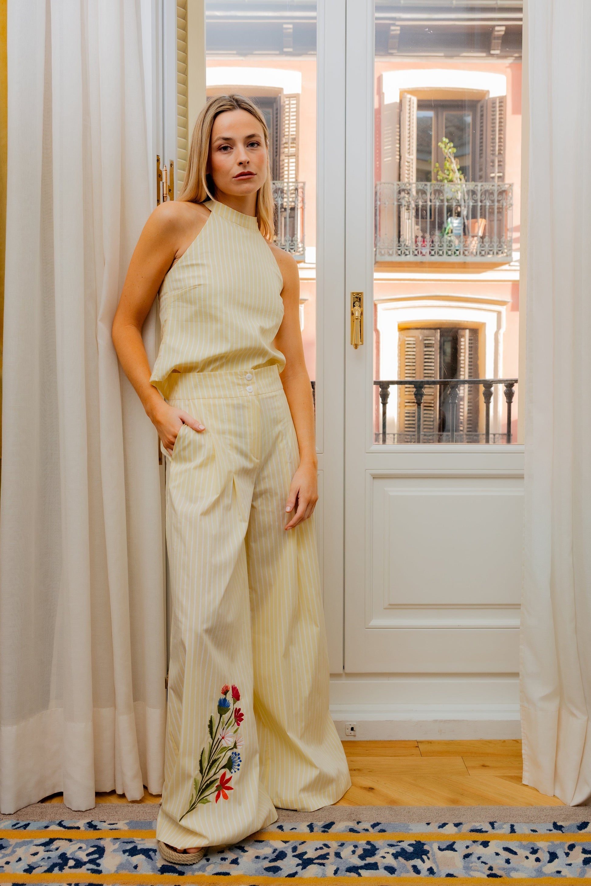 Pantalon palazzo brote amarillo Trousers Copines 
