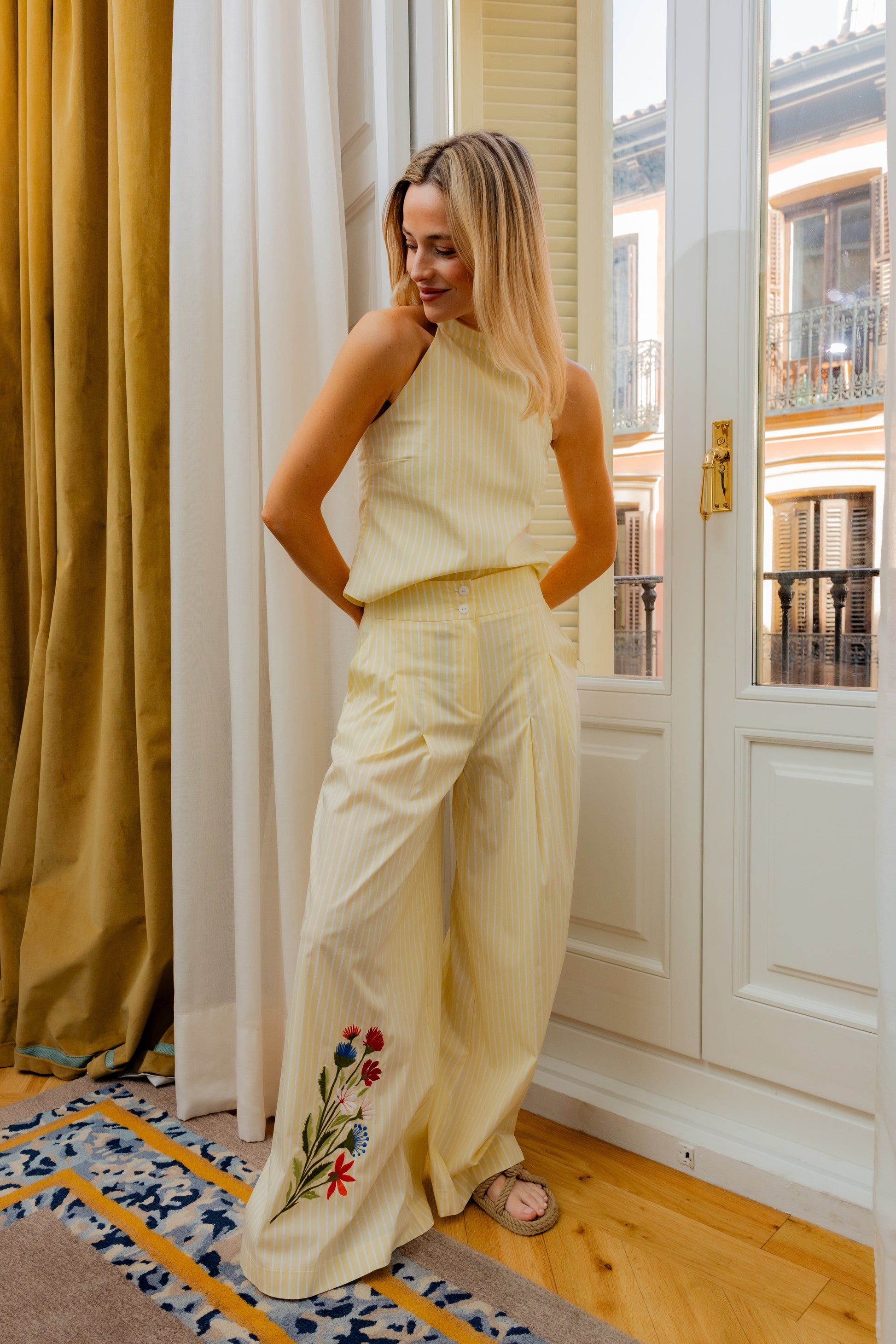 Pantalon palazzo brote amarillo Trousers Copines 