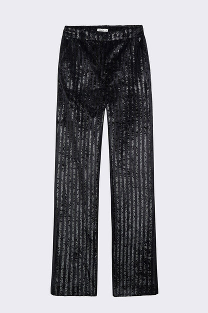 Pantalón recto terciopelo rayas negro Trousers Bleis Madrid 