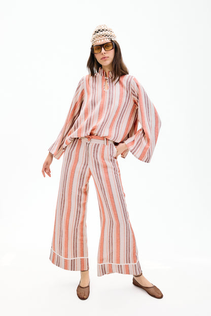 Pantalón Scirocco Rayas Coral y Lila Trousers IPA BRAND 