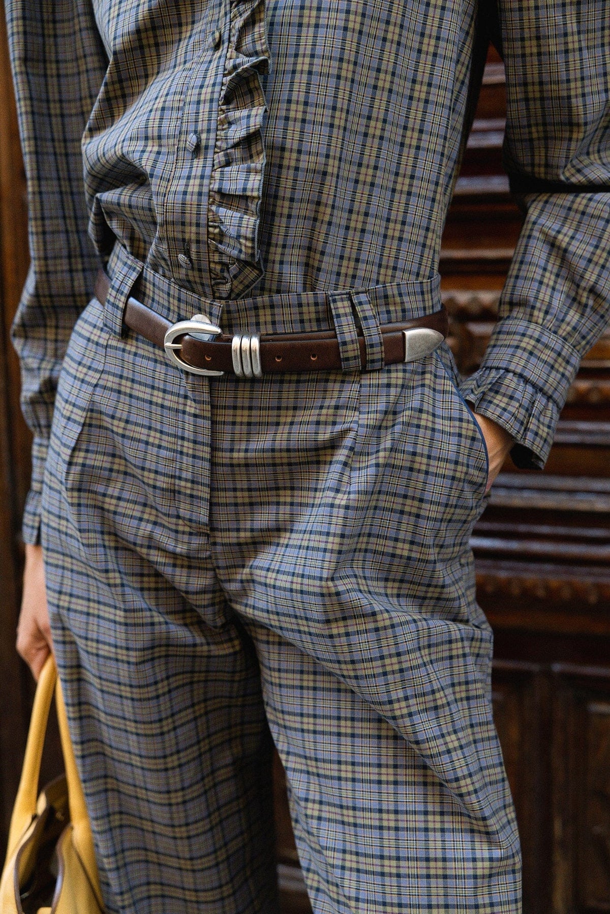 Pantalón Sophie Tartán Azul Trousers IPA BRAND 
