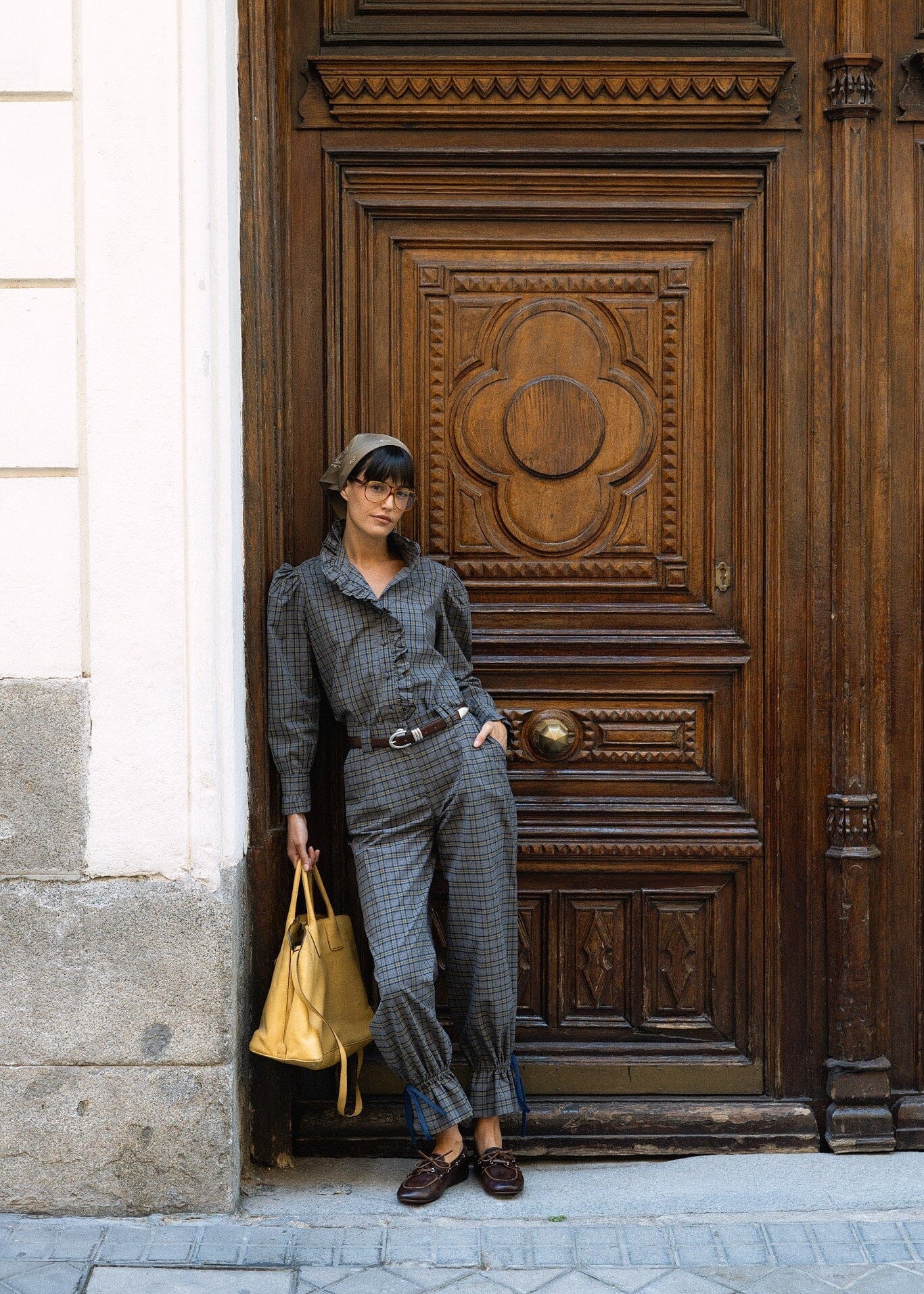 Pantalón Sophie Tartán Azul Trousers IPA BRAND 