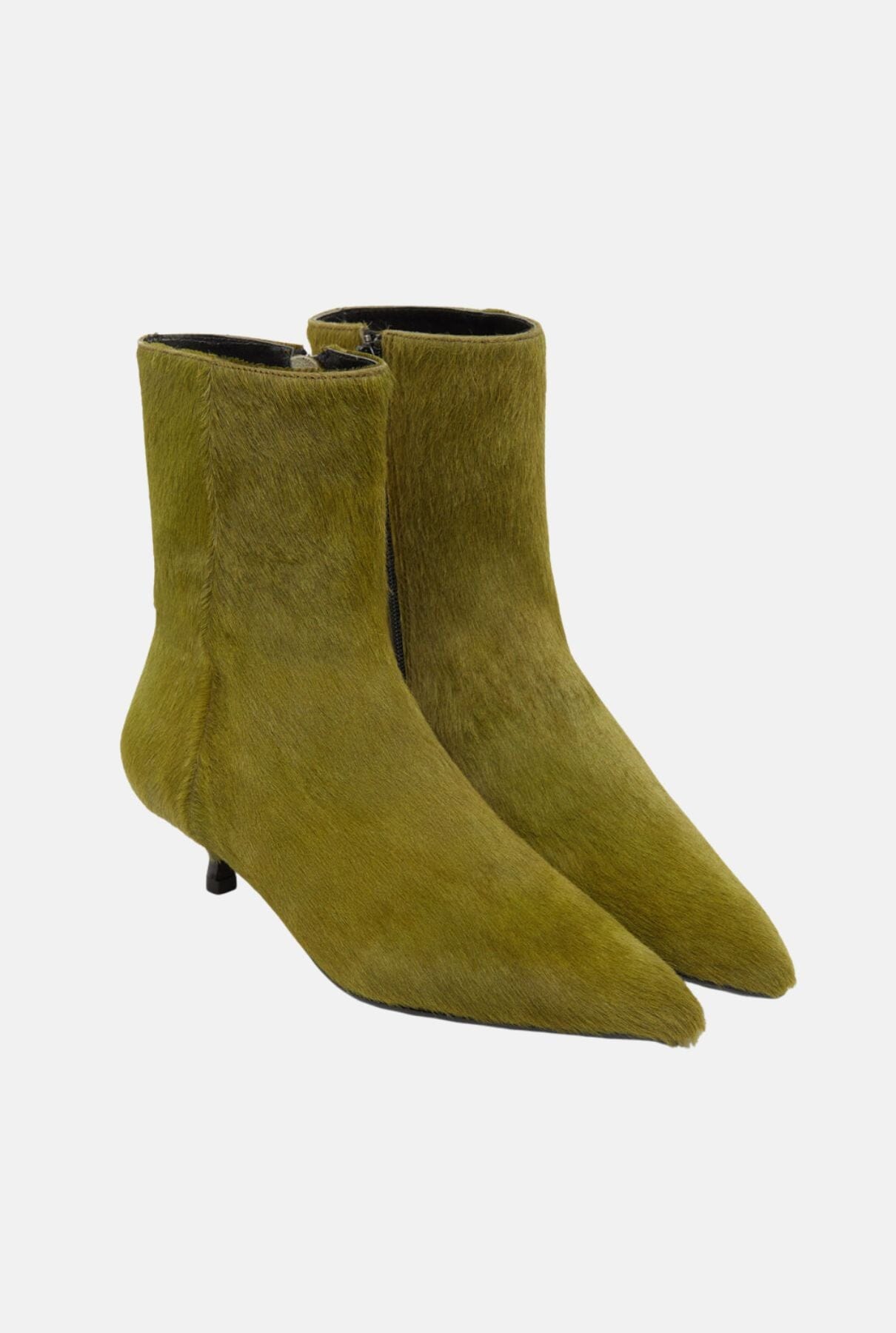 Paula Ankle Boots in Olive Calf Hair Booties AUGUSTA 