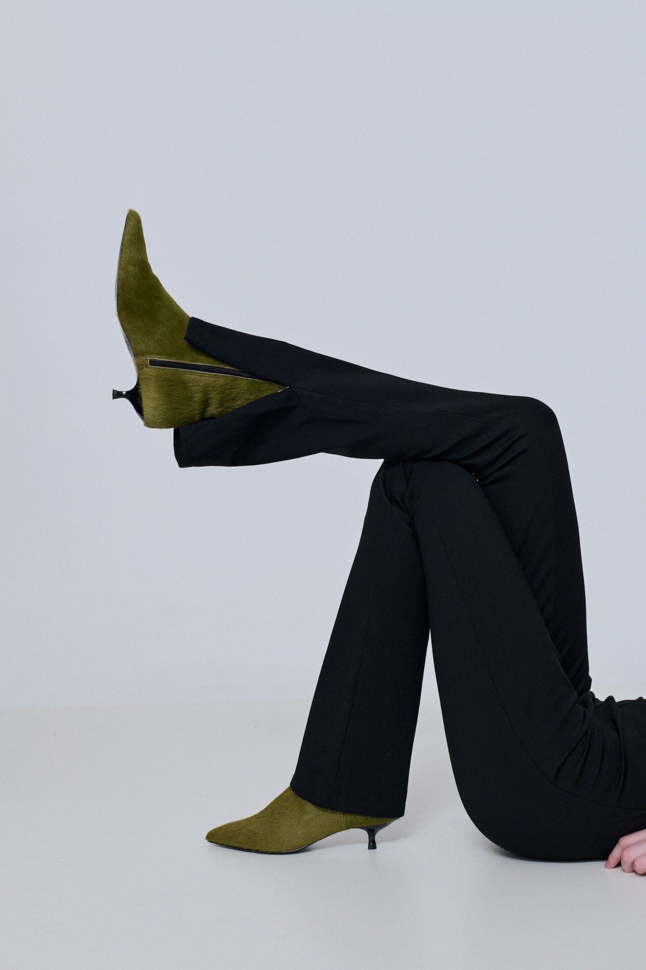 Paula Ankle Boots in Olive Calf Hair Booties AUGUSTA 