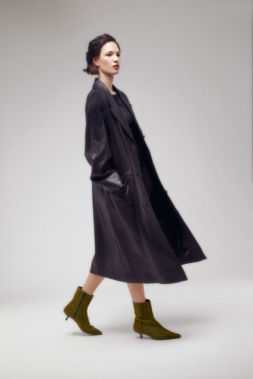 Paula Ankle Boots in Olive Calf Hair Booties AUGUSTA 