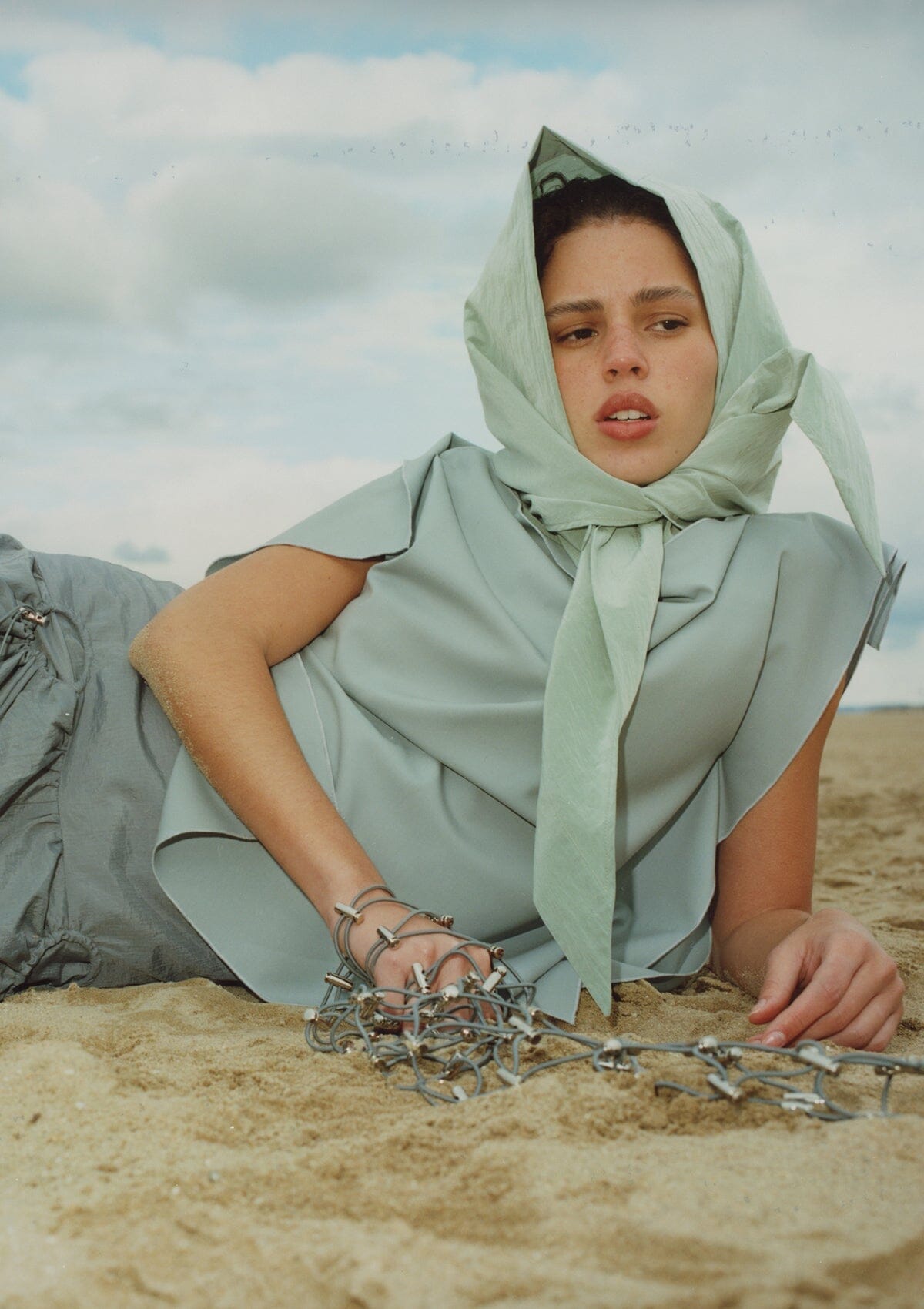 Pearl blue wool 'pañoleta' top Tops and Blouses Boscoier 