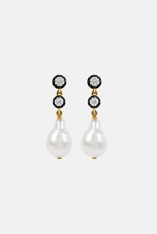 Pearls and diamond earrings Earrings Leandra Studio 