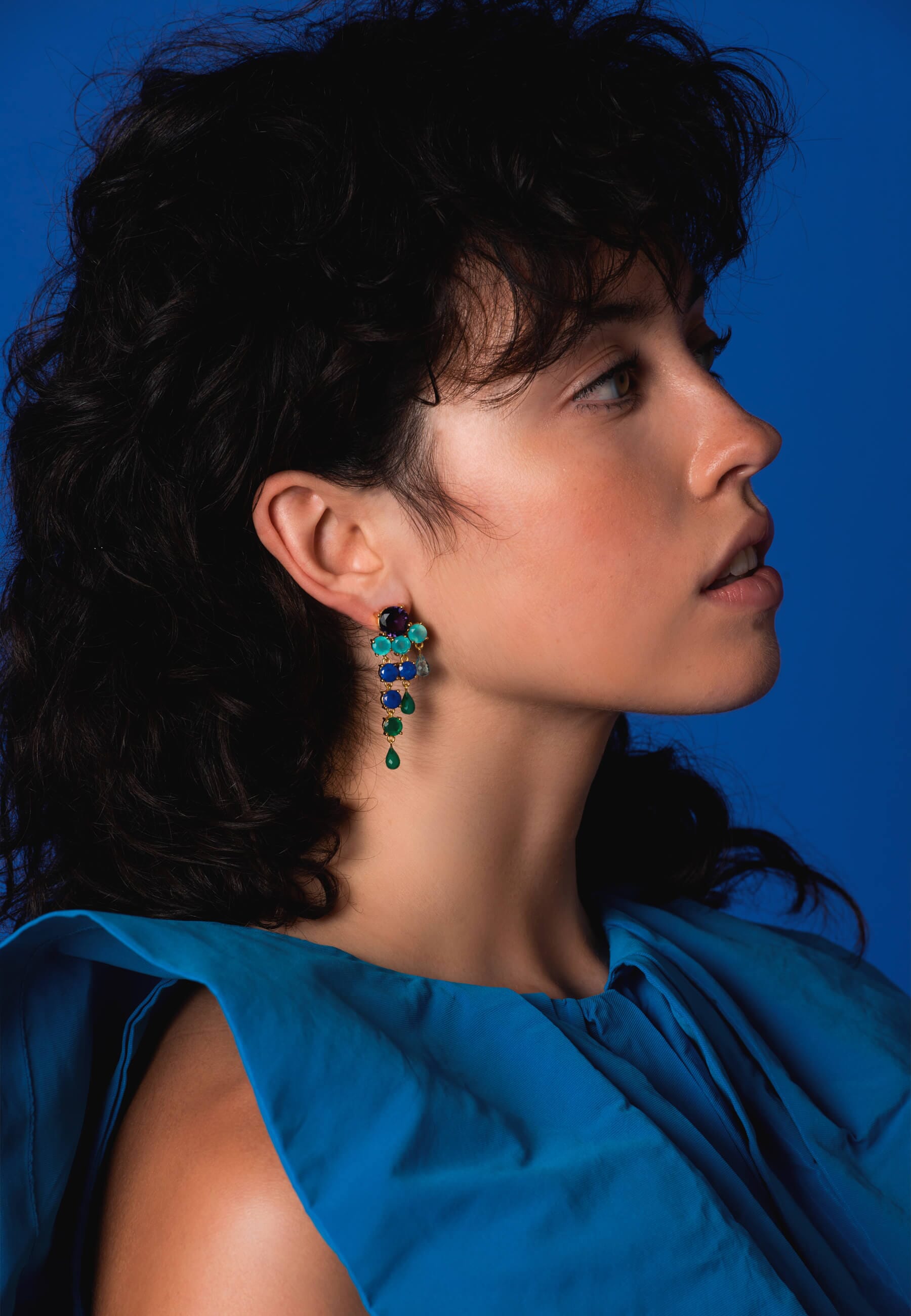 Pendientes Adoration Azul eléctrico y Verde Earrings LAVANI 
