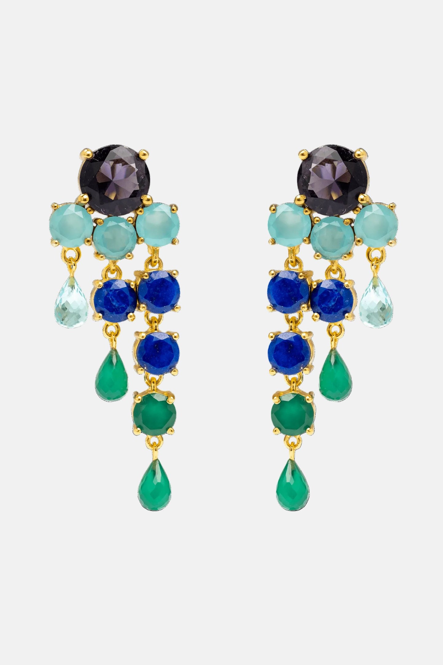Pendientes Adoration Azul eléctrico y Verde Earrings LAVANI 