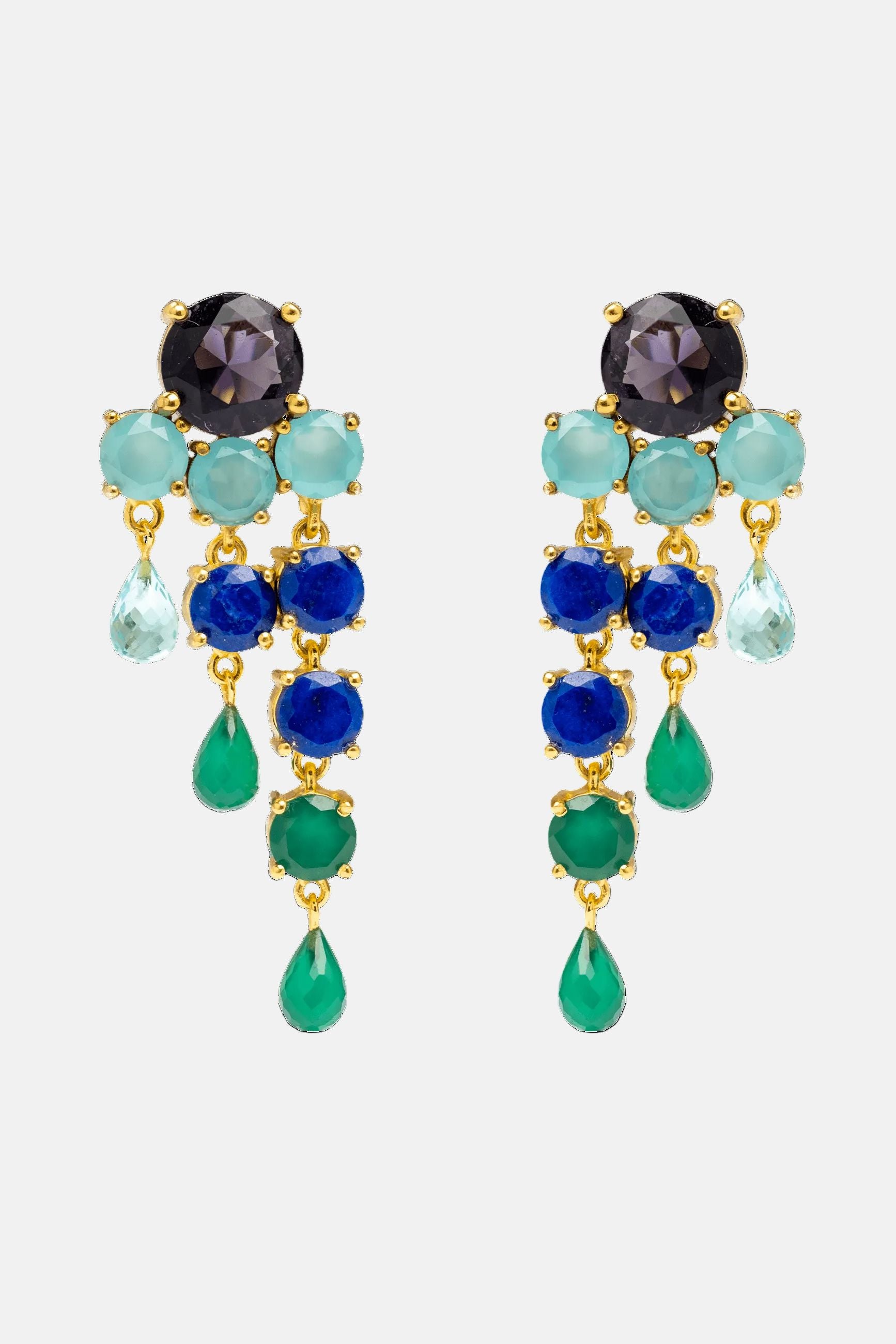 Pendientes Adoration Azul eléctrico y Verde Earrings LAVANI 