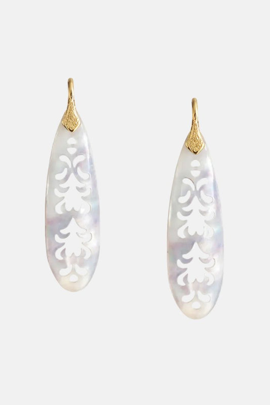 Pendientes Alargados de Madreperla y Oro Amarillo 18k Earrings Elena Carrera 