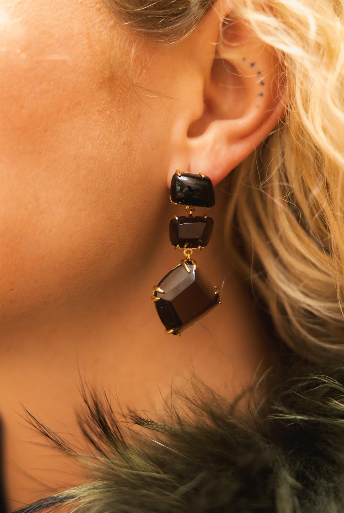 Pendientes Apolo Cuarzo Fumé y Ónix Earrings Coolook 