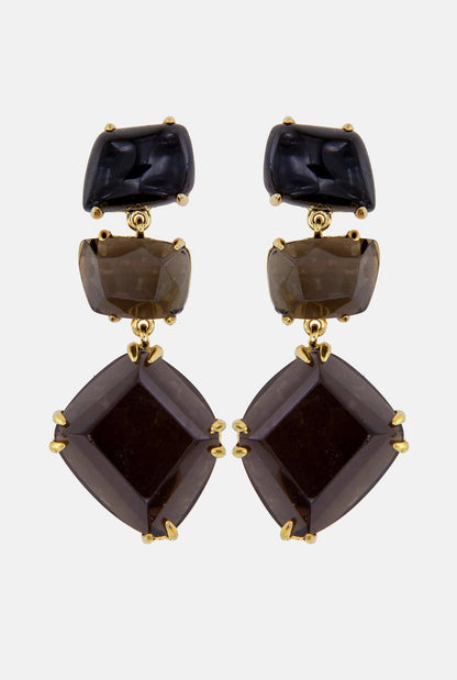 Pendientes Apolo Cuarzo Fumé y Ónix Earrings Coolook 