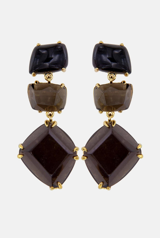 Pendientes Apolo Cuarzo Fumé y Ónix Earrings Coolook 