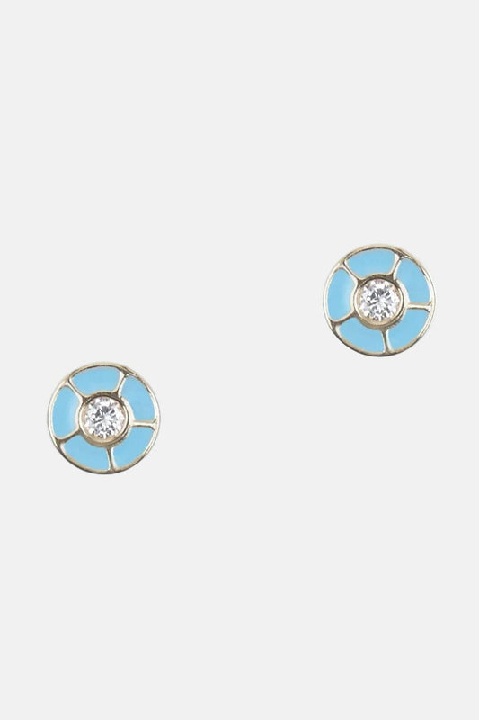 Pendientes Azul con Diamantes Oro Amarillo 18k Earrings Elena Carrera 