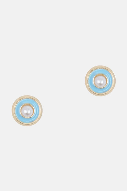 Pendientes Bebé Azul Oro Amarillo 18k con Perlas Earrings Elena Carrera 