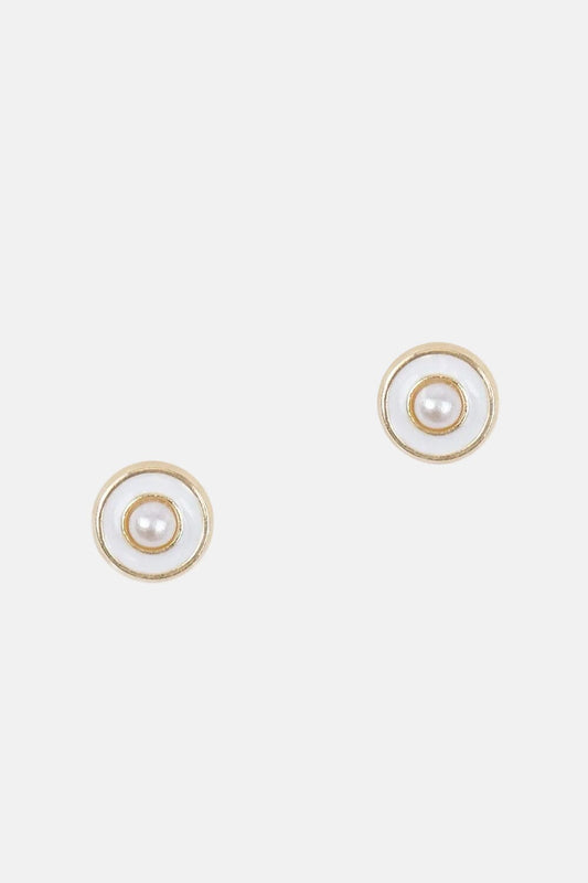 Pendientes Bebé Blanco Oro Amarillo 18k con Perlas Earrings Elena Carrera 