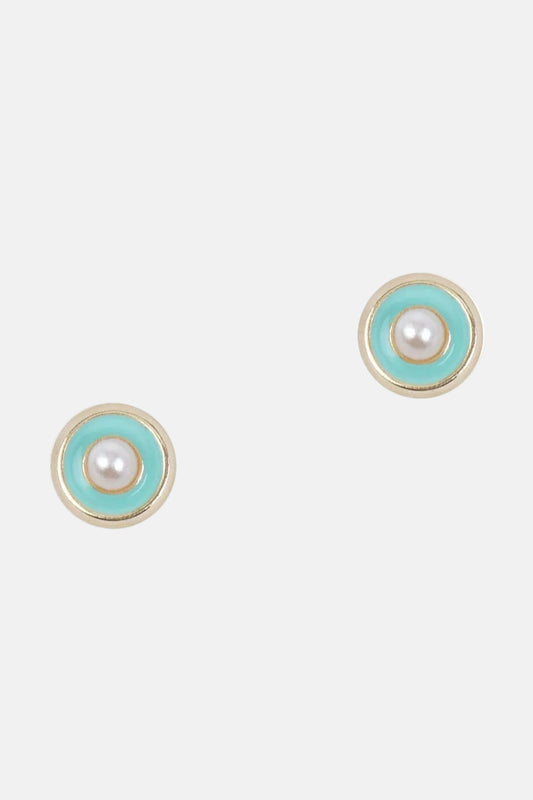 Pendientes Bebé Verde Agua Oro Amarillo 18k con Perlas Earrings Elena Carrera 