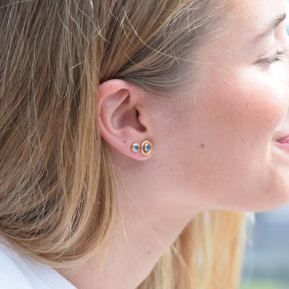 Pendientes Bubbles Oro Amarillo Topacio Azul Earrings Elena Carrera 