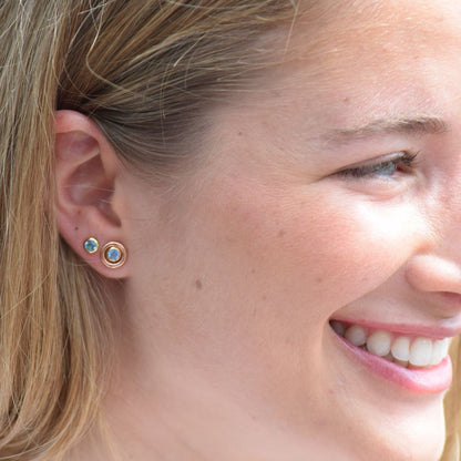Pendientes Bubbles Oro Amarillo Topacio Azul Earrings Elena Carrera 