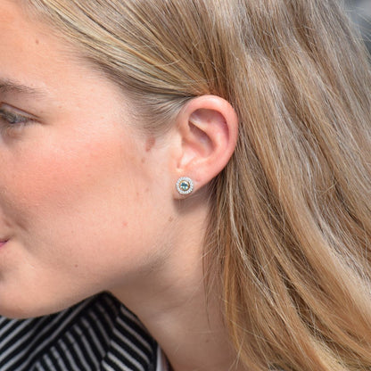 Pendientes Bubbles Oro Amarillo Topacio Azul Earrings Elena Carrera 