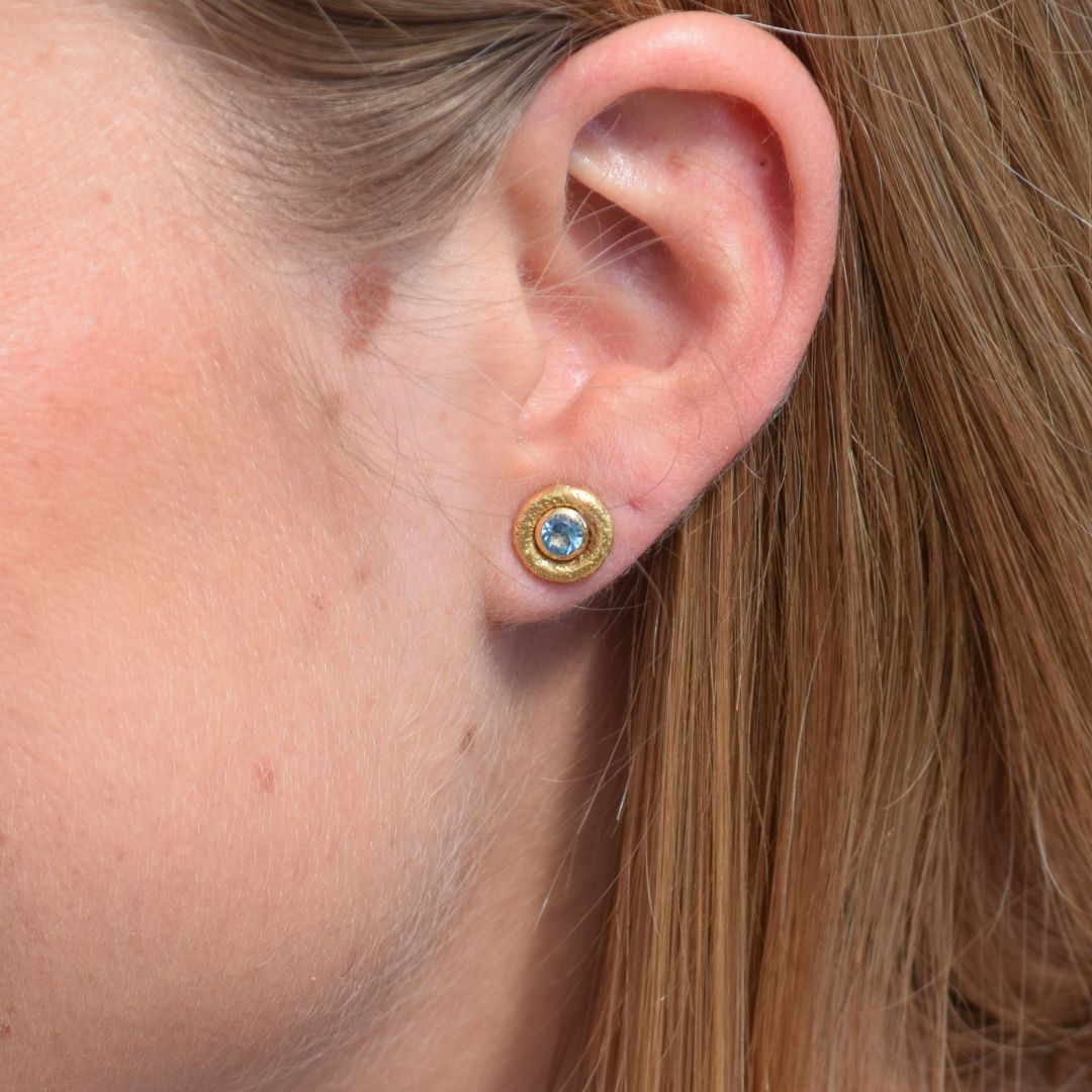 Pendientes Bubbles Oro Amarillo Topacio Azul Earrings Elena Carrera 