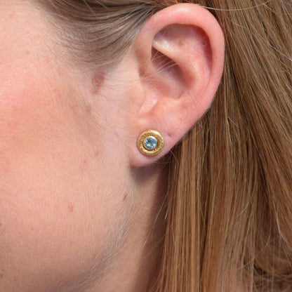 Pendientes Bubbles Oro Amarillo Topacio Azul Earrings Elena Carrera 