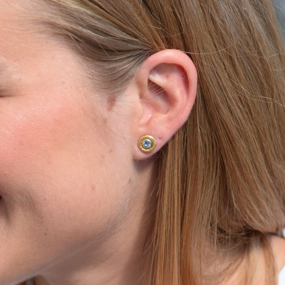 Pendientes Bubbles Oro Amarillo Topacio Azul Earrings Elena Carrera 