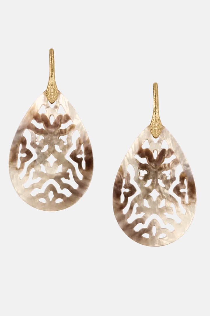 Pendientes Celosía de Madreperla y Oro Rosa 18k Earrings Elena Carrera 