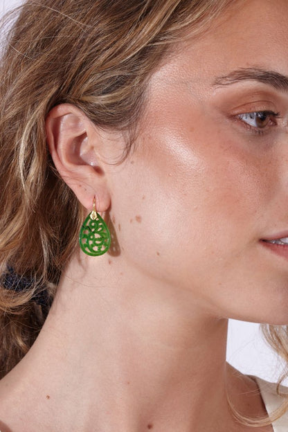 Pendientes Jade Celosía Oro Amarillo 18k Earrings Elena Carrera 