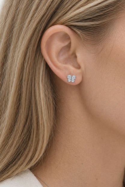 Pendientes Mariposa Pequeños Oro Blanco 18k con Diamantes Earrings Elena Carrera 
